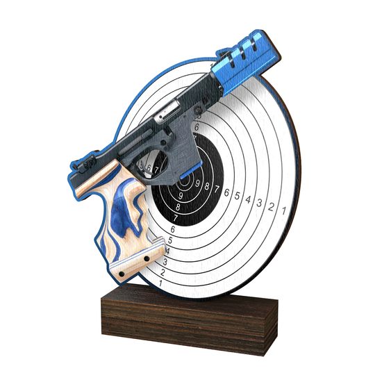 Trofeo de Madera Sierra para Tiro con Pistola