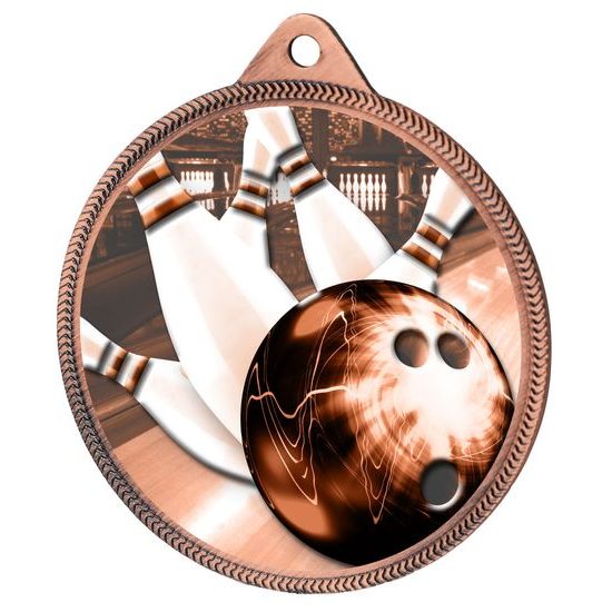 Medalla Clásica de Boliche con Textura 3D en Bronce