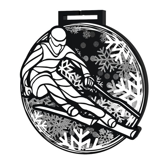 Medalla Gigante de Esquí en Acrílico Negro