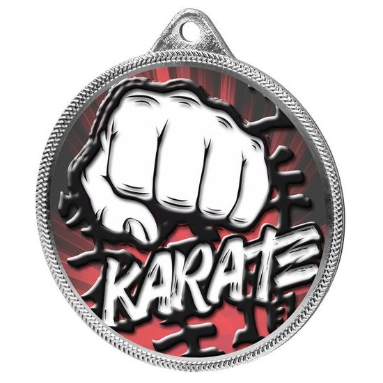 Medalla de Plata con Textura de Color Karate 3D