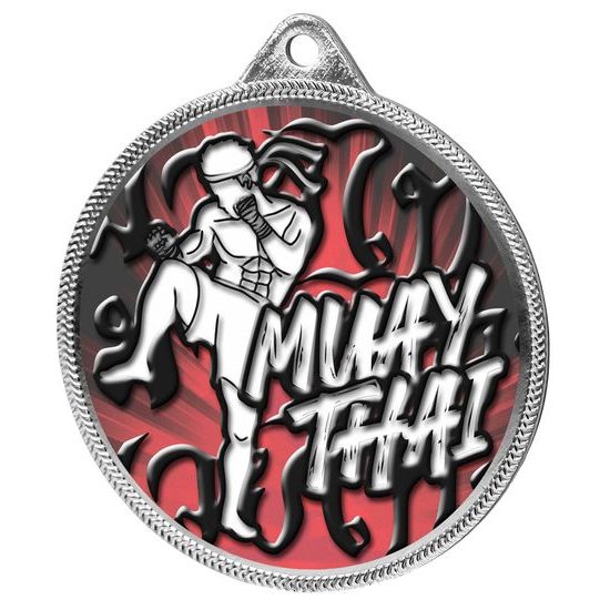 Medalla de Plata con Textura de Color Muay Thai en Impresión 3D