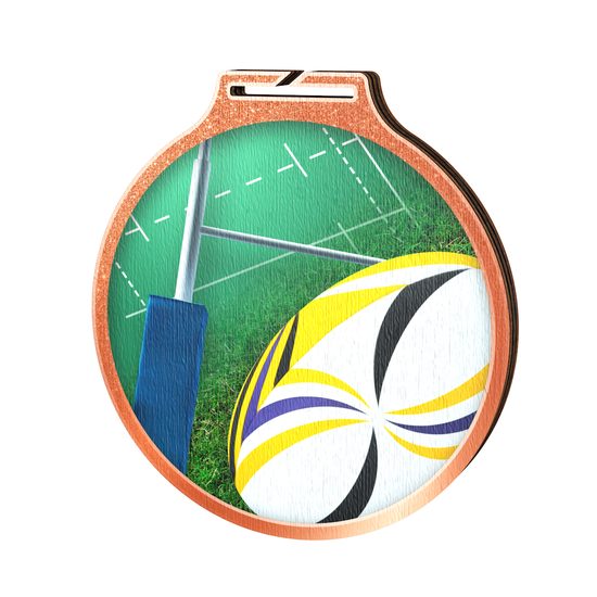 Medalla Habitat de Madera Ecológica de Rugby Bronce