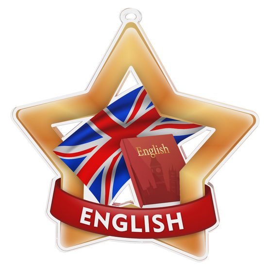 Medalla Mini Estrella de Acrílico Bronce para Estudios de Inglés