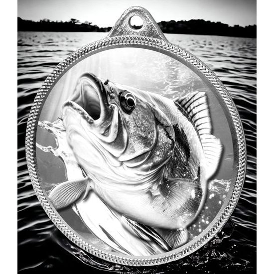 Medalla de Plata Clásica con Textura de Pesca de Brema