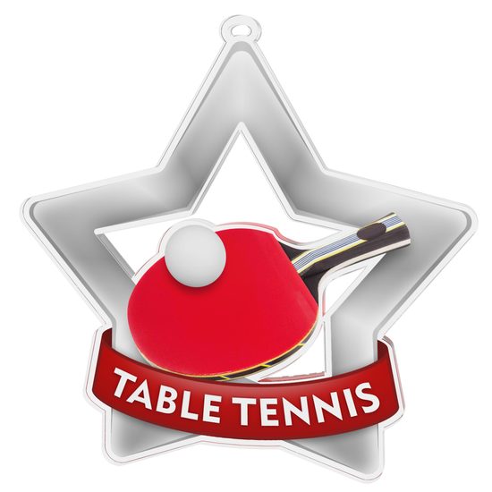 Medalla Mini Estrella de Acrílico Plata para Tenis de Mesa