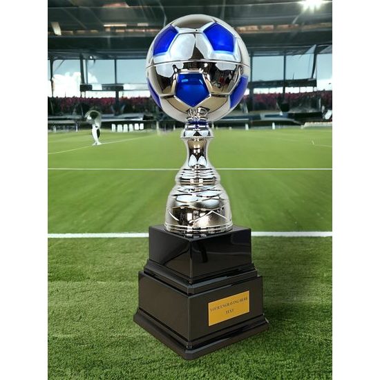 Trofeo de Fútbol Sealy Tower en Plata y Azul