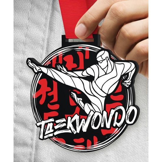 Medalla Gigante de Taekwondo en Acrílico Negro