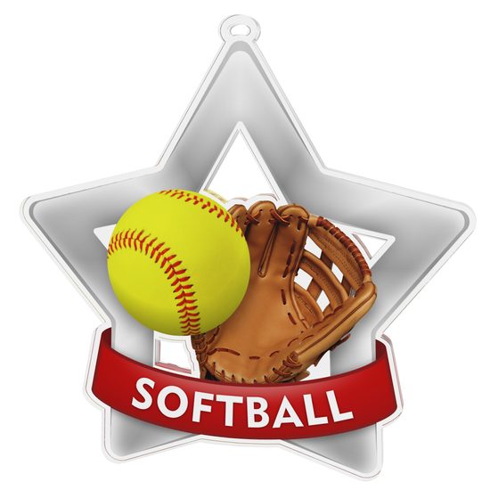 Medalla Mini Estrella de Acrílico Plata para Softball