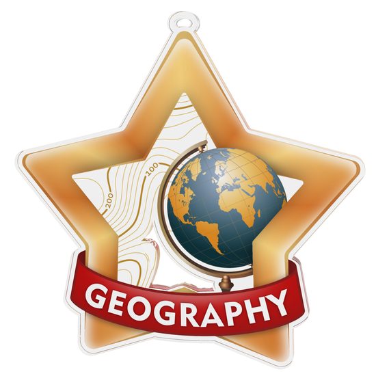 Medalla Mini Estrella de Acrílico Bronce para Geografía