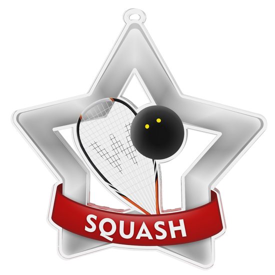 Medalla Mini Estrella de Acrílico Plata para Squash