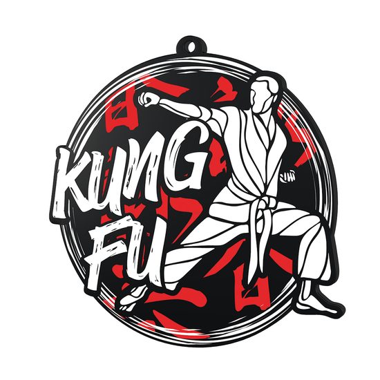 Medalla Negra de Acrílico Pro Kung Fu