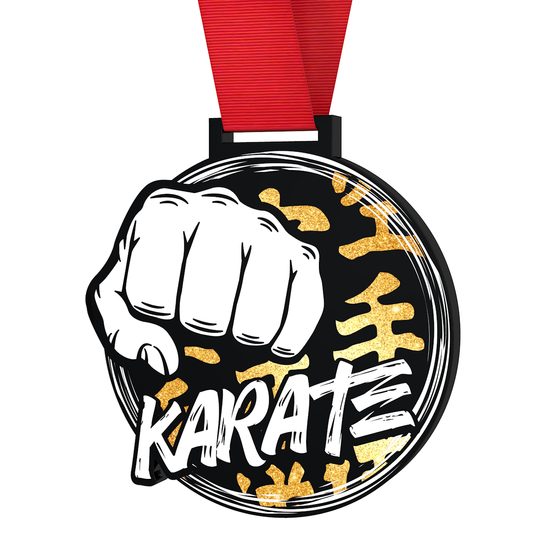 Medalla Gigante de Karate en Acrílico Negro