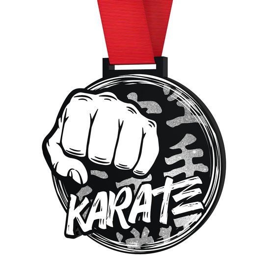 Medalla Gigante de Karate en Acrílico Negro