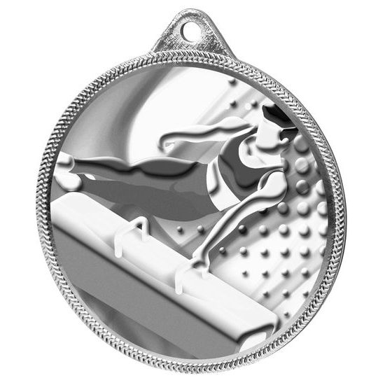 Medalla Clásica de Gimnasia con Textura 3D en Plata