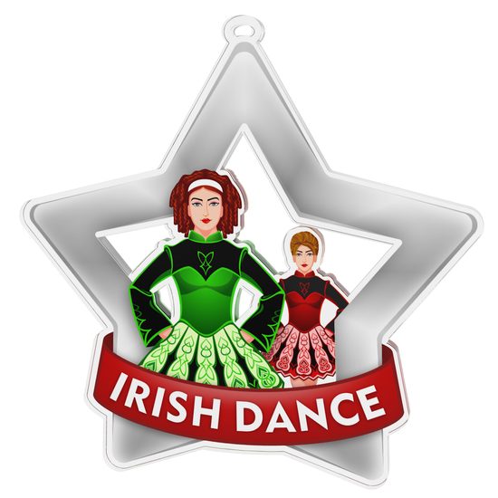 Medalla Mini Estrella de Acrílico Plata para Danza Irlandesa