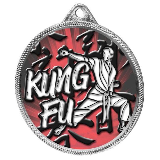 Medalla de Kung Fu con Textura de Color Impresión 3D en Plata