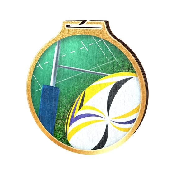 Medalla Habitat de Madera Ecológica de Rugby Oro