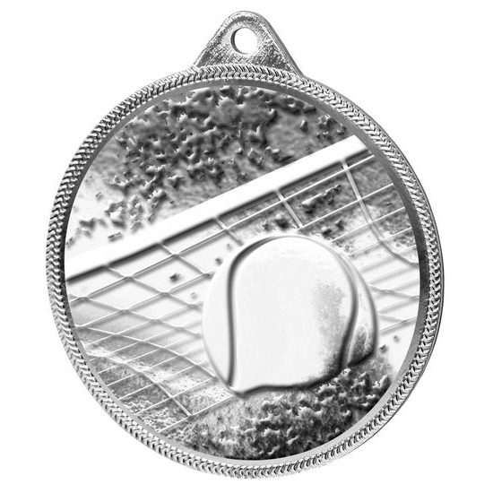 Medalla Clásica de Tenis con Textura 3D en Plata