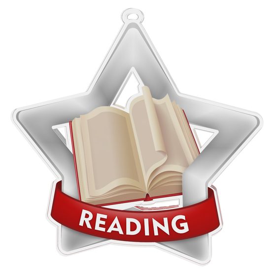 Medalla Mini Estrella de Acrilico Plata para Lectura