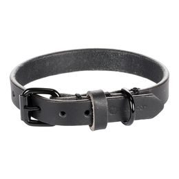 Flamingo Leano Black - kožený obojek pro psy, černý