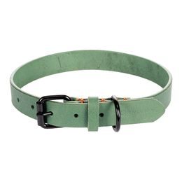 Flamingo Leano Green - kožený obojek pro psy, zelený