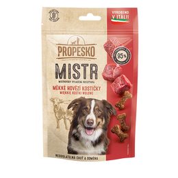 90g Propesko Mistr GF snack pes hovězí měkké kostičky