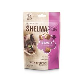 60g Shelma snack kočka Beauty polštářky s kuřecím a lososem
