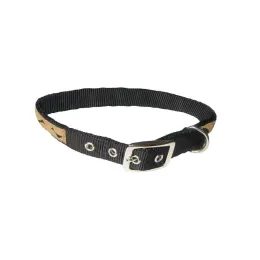 Obojek NYLON+KŮŽE 2x50cm,kov.přezka