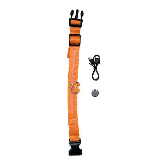 Svítící LED obojek pro psy - Firefly Z1 - USB dobíjení - oranžový