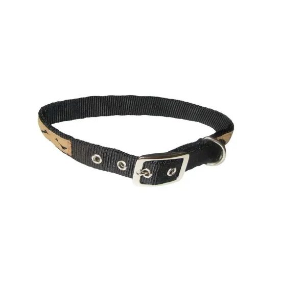Obojek NYLON+KŮŽE 2x50cm,kov.přezka