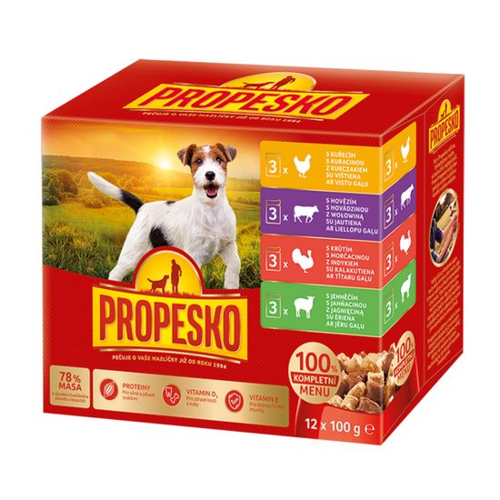 12x100g Propesko kapsa pes kuře+hovězí+krůta+jehně