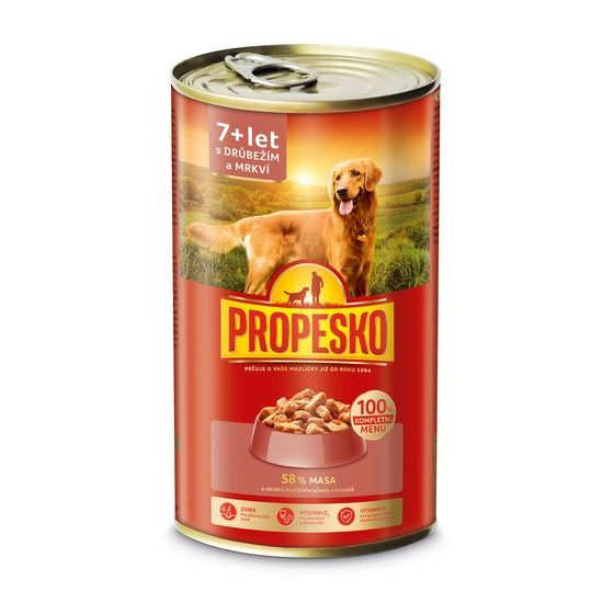 1240g Propesko kousky pes 7+ drůbeží, mrkev v omáčce