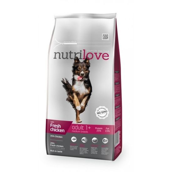 Nutrilove GRANULE pro psy Adult Medium Breeds s čerstvým kuřecím 8kg