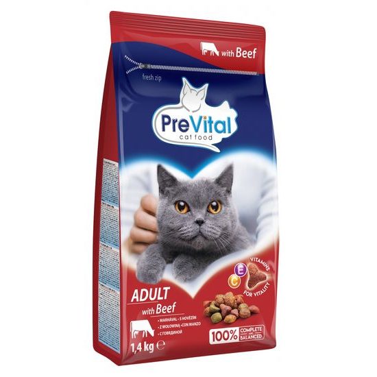 PreVital 1,4 kg ADULT HOVĚZÍ granule pro kočku