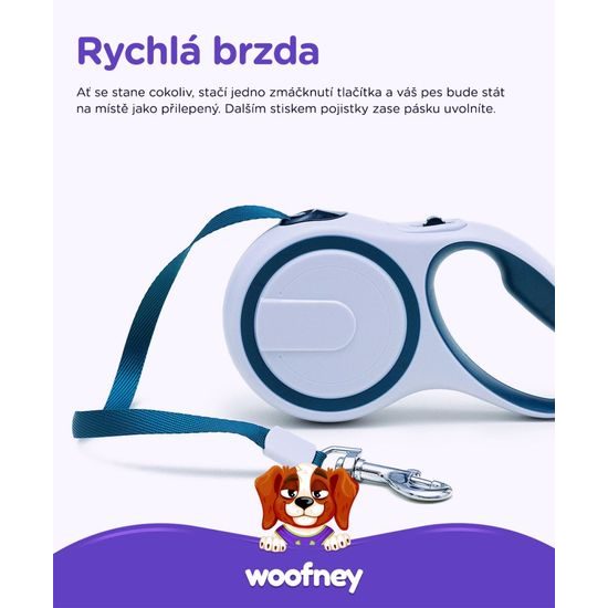 Samonavíjecí vodítko pro psy - Flexi Walk - modrá, pásek 3m/15 kg (M)