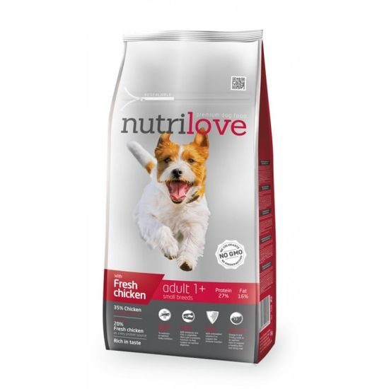 Nutrilove GRANULE pro psy Adult Small Breeds s čerstvým kuřecím 8kg