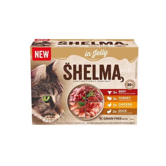 12x85g Shelma GF NMkapsa kočka mix masa želé