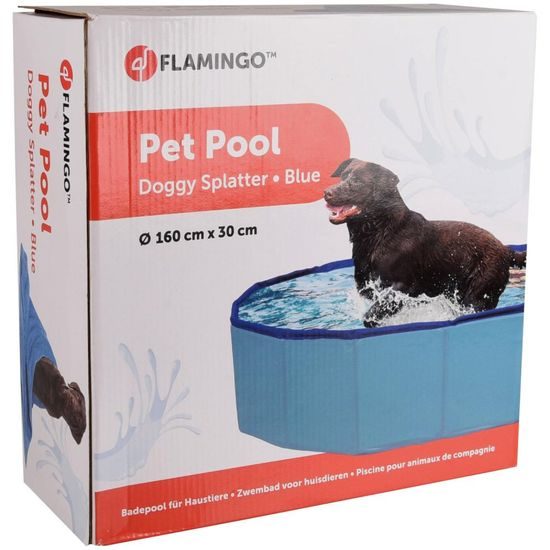 Flamingo Pet Pool Doggy Splatter - Bazén pro psy - modrý - ? 160 x 30 cm (L)