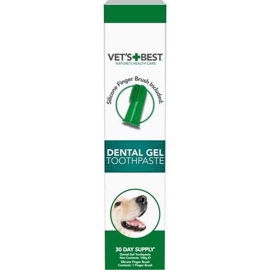 Vet's Best Dental Gel - zubní pasta pro psy, 100g + zubní kartáček na prst