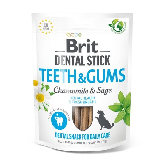 Brit Care Dog Dental Stick Teeth &amp; Gums with Chamomile &amp; Sage - dentální pamlsky pro psy, 7 ks