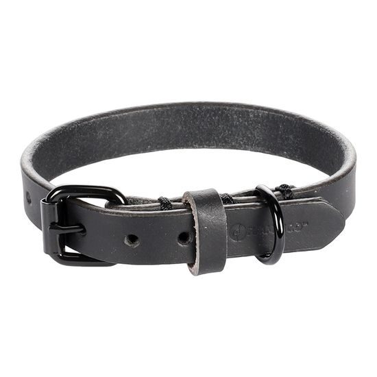 Flamingo Leano Black - kožený obojek pro psy, černý