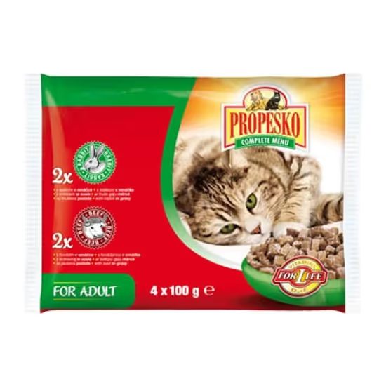 Propesko CAT 4x100g KAPSA Králičí, hovězí