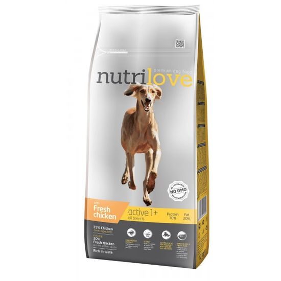 Nutrilove GRANULE pro psy Active All Breeds s čerstvým kuřecím 12kg