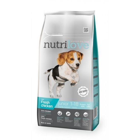 Nutrilove GRANULE pro psy Junior Small & Medium s čerstvým kuřecím 1,6kg