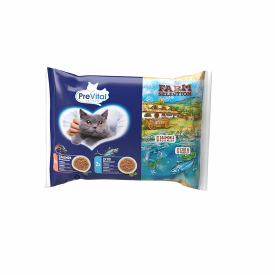 4x85g PreVital NMkaps kočka FARM SELECTION, mix ryb