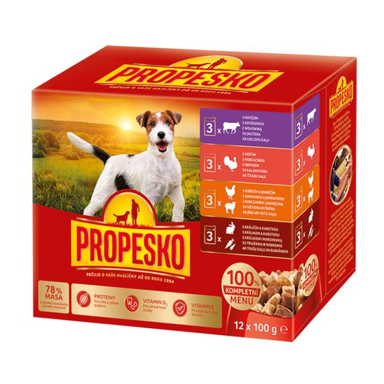 12x100g Propesko kapsa pes kuře/jehn,krut,krali/mrkev,hov