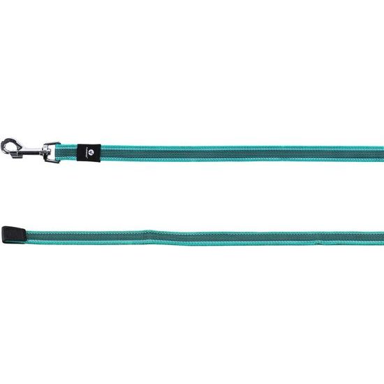 Stopovací reflexní pogumované vodítko Flamingo Xeno, 5 metrů x 2 cm - tyrkysová