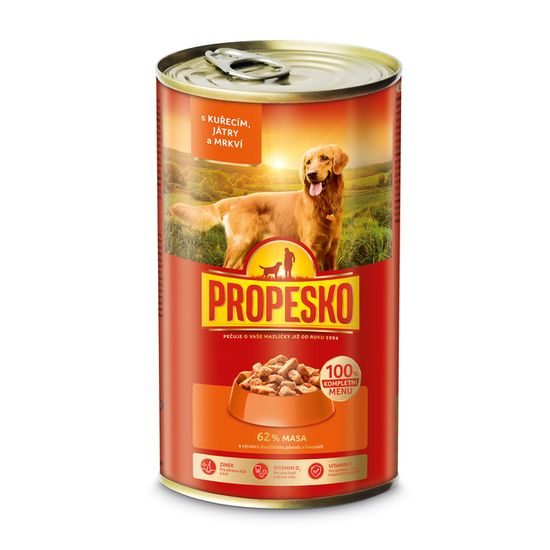 Propesko PES 1240g kuřecí, játra, mrkev v omáčce
