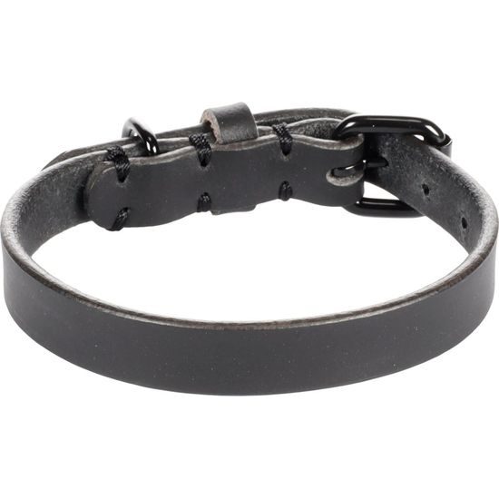 Flamingo Leano Black - kožený obojek pro psy, černý