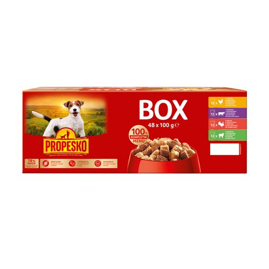 48x100g Propesko kapsa pes mix masa box